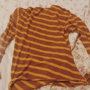Striped brown and yellow long sleeve top